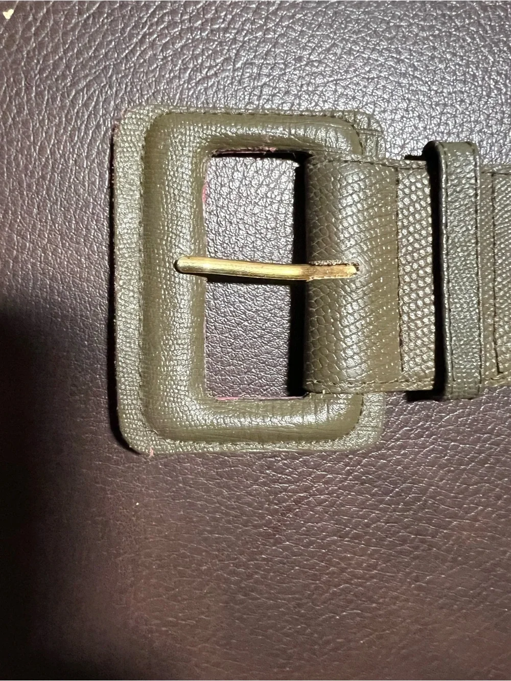 VTG Y2K Paul Harris Olive Lizard Embossed Belt Size M/L 2 In. Wide EUC